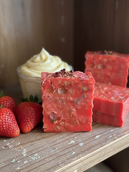 Hand Crafted Other - Handcrafted Strawberry Swirl Cream Soap Bar - Red - 5 oz Shea Butter Soap
NWT